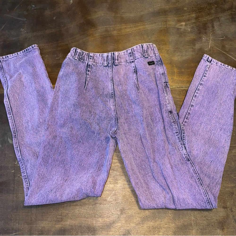 90’s 80’s Wrangler Jeans Women 27x32 Pink Purple Hi Waist Acid Bareback Western